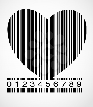 Black Barcode Heart  Image Vector Illustration. EPS10