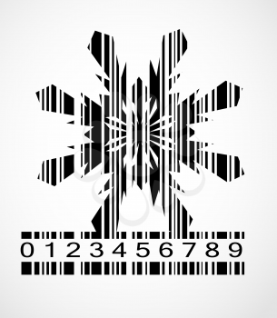 Black Barcode Snowflake  Image Vector Illustration. EPS10