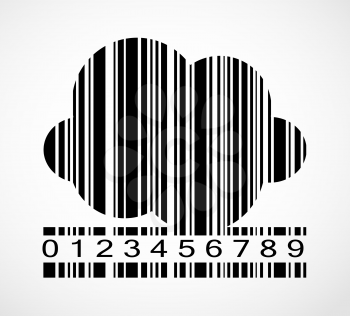 Black Barcode Cloud  Image Vector Illustration. EPS10