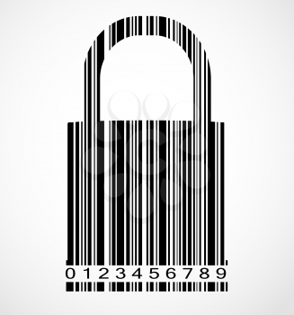 Black Barcode Lock  Image Vector Illustration. EPS10