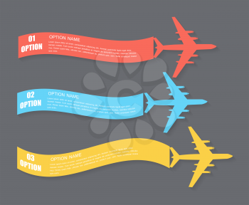 Colored Retro Airplane Banner. Vector Illustration. EPS10