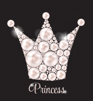 Princess Crown Pearl Background Vector Illustration. EPS10