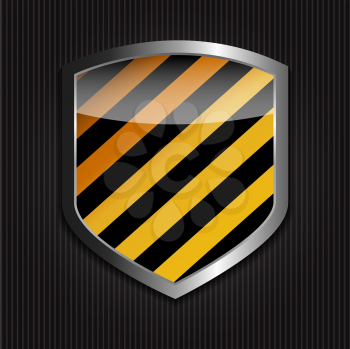 Protect  Shield on Black Background Vector Illustration.