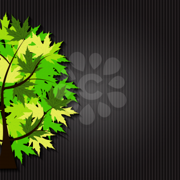 Abstract Vector Spring Tree Illustration. Black Background. EPS10