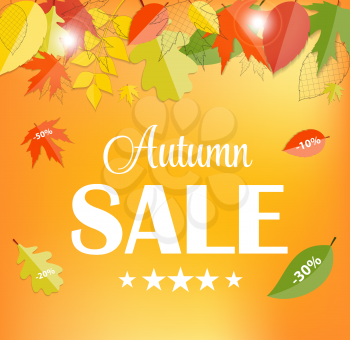 Colored Autumn Sale Concept Vector Illustration. EPS10