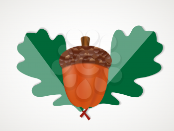 Acorn with Leaves Vector Autumn Illustration. EPS10