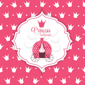 Pink Princess Crown  Background Vector Illustration. EPS10