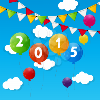 Color Glossy Balloons 2015 New Year Background Vector Illustration