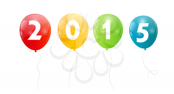 Color Glossy Balloons 2015  New Year Background Vector Illustration