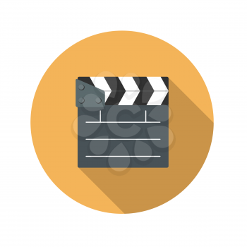 Flat Design Concept Cinema Slate Board Icon Vector Illustration With Long Shadow. EPS10