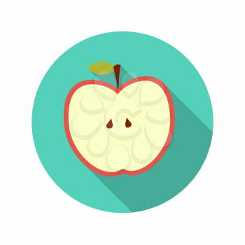 Flat Design Concept Apple Vector Illustration With Long Shadow. EPS10