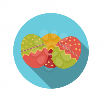 Flat Design Concept of Easter Eggs Vector Illustration With Long Shadow. EPS10