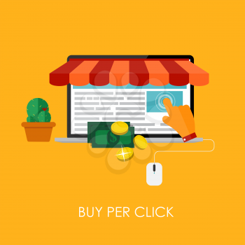Online Shopping Bue Per Click Flat Concept for Mobile Apps. EPS10
