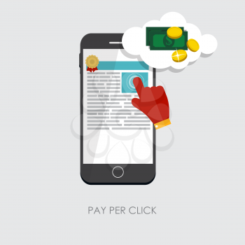 Pay Per Click Flat Concept for Web Marketing. Vector Illustration. EPS10 EPS10