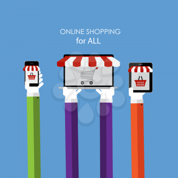 Online Shopping Flat Concept for Web Marketing. Vector Illustration. EPS10