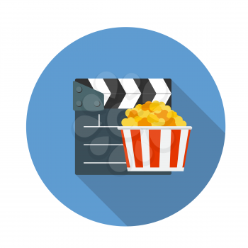 Flat Design Concept Cinema Icon Vector Illustration With Long Shadow. EPS10