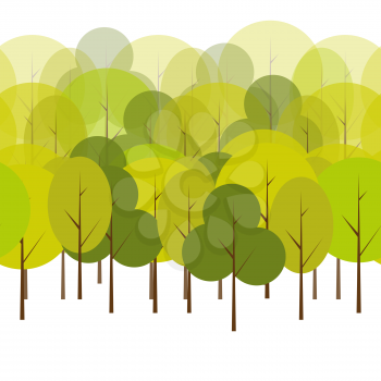 Different Trees Natural Seamless Pattern Background Vector Illustration