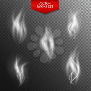 Naturalistic Smoke on Dark Transparent Background. Vector Illustration. EPS10
