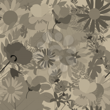 Abstract Natural Spring Seamless Pattern Background with Flowers and Leaves. Vector Illustration EPS10