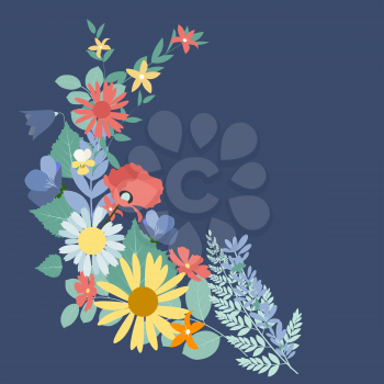 Abstract Natural Spring Background with Flowers and Leaves. Vector Illustration EPS10