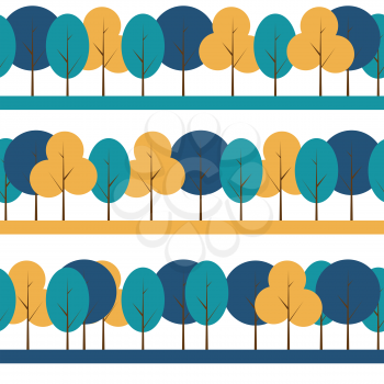 Different Trees Natural Seamless Pattern Background Vector Illustration