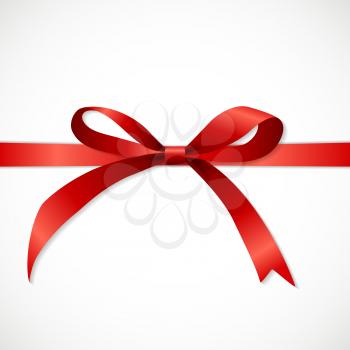 Gift Card Set with Red Ribbon and Bow. Vector illustration. EPS10