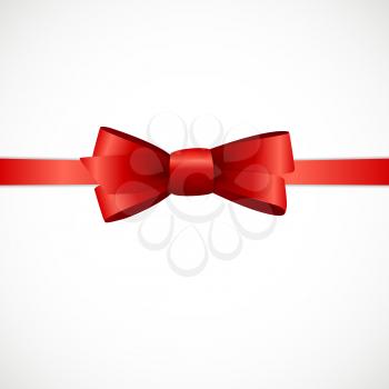 Gift Card Set with Red Ribbon and Bow. Vector illustration EPS10