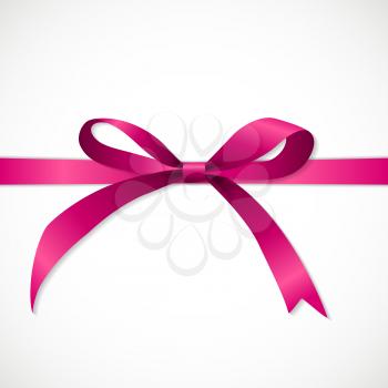 Gift Card with Pink Ribbon and Bow. Vector illustration EPS10