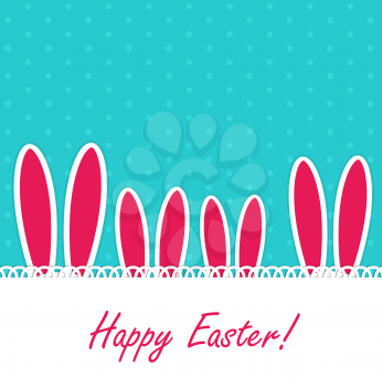 Happy Easter Funny Background with Rabbit Vector Illustration EPS10