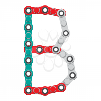 Alphabet from the New popular anti-stress toy Spinner. Letter B. Vector Illustration. EPS10