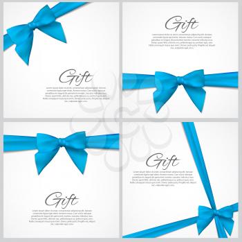 Gift Card with Ribbon and Bow Set. Vector illustration EPS10