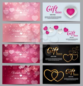Gift Voucher Template For Your Business. Valentine s Day Heart Card Love and Feelings Background Design. Vector illustration EPS10