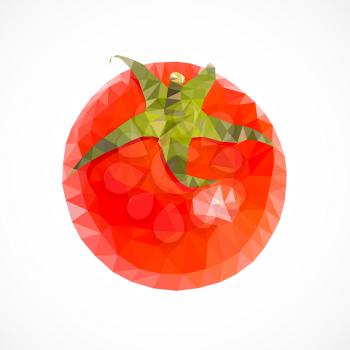 Vector Polygonal Red Tomato Icon on white. EPS10