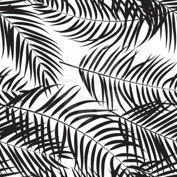 Beautifil Palm Tree Leaf Silhouette Seamless Pattern Background Vector Illustration EPS10