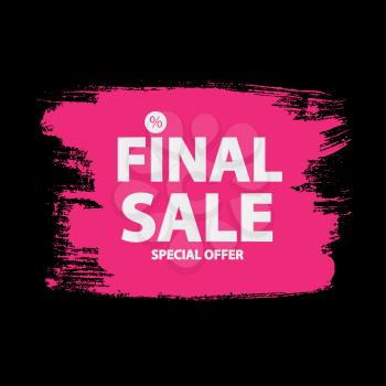 Abstract Brush Stroke Designs Final Sale Banner in Black, Pink and White Texture with Frame. Vector Illustration EPS10
