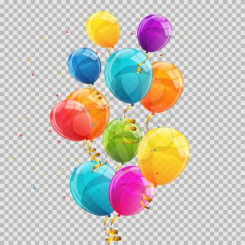 Color Glossy Balloons Transparent Background Vector Illustration EPS10