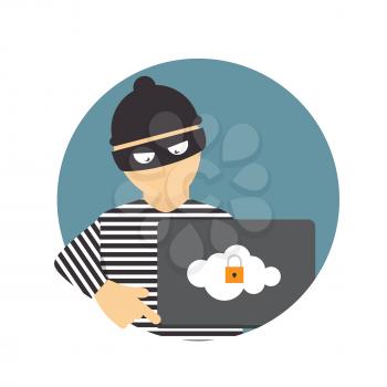 Criminal Hacker, Concept of Fraud, Cyber Crime. Vector Illustration EPS10