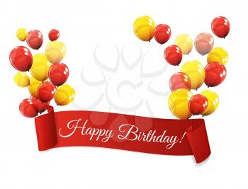 Color Glossy Balloons Birthday Background Vector Illustration EPS10
