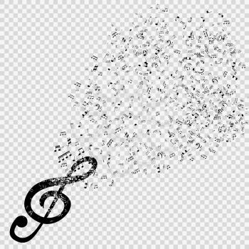 Set of musical notes with treble clef on transparent background. Vector Illustration. EPS10
