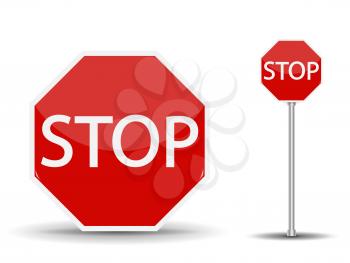 Red road sign Stop. Vector Illustration EPS10