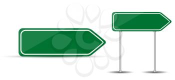 Road Sign Isolated on White Background Blank green arrow traffic. Vector Illustration. EPS10