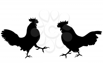 Two fighting cock against white background. Vector Illustration. EPS10