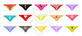 Multicolored Briefs, Pants Collection Set Isolated on White Background. Vector Illustration EPS10