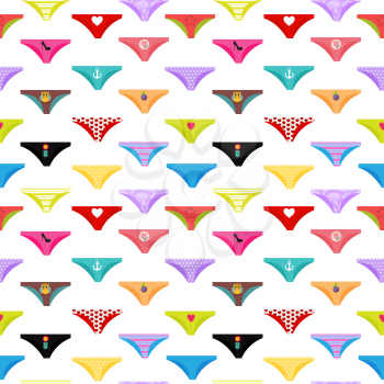 Multicolored Briefs, Pants Collection Seamless Pattern Background. Vector Illustration EPS10
