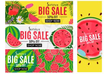 Summer Sale Abstract Banner Background Collection Set Vector Illustration EPS10