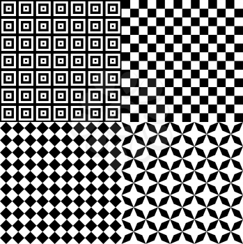 Black and White Hypnotic Psychedelic Background Collection Set Pattern. Vector Illustration EPS10