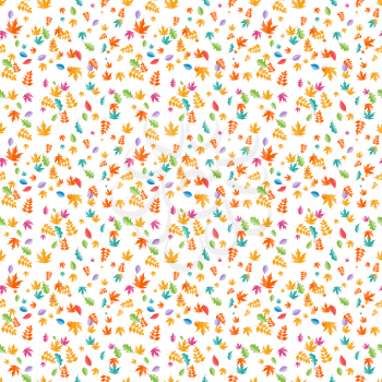 Set of multicolor leaves on white background. Seamless pattern. Vector Illustration. EPS10