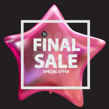 Abstract Designs Final Sale Banner in Black, Pink Colours with Frame and Balloons. Vector Illustration EPS10
