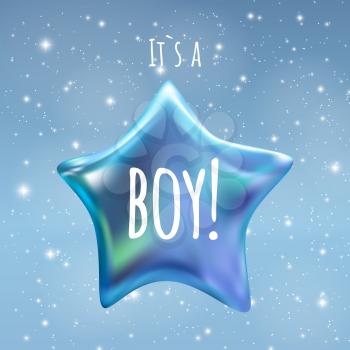It is a Boy Twinkle Little Star on Night Sky Background. Vector illustration EPS10