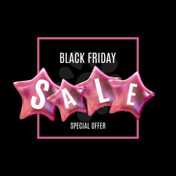 Black Friday Sale Balloon Concept of Discount. Special Offer Template .Vector Illustration EPS10